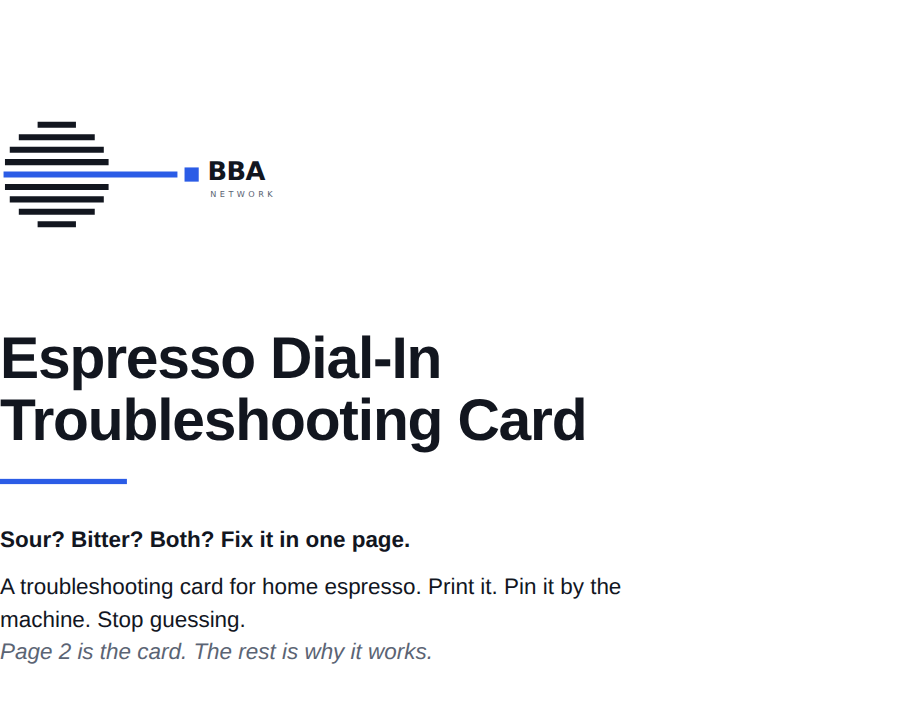 Cover of Espresso Dial-In Troubleshooting Card